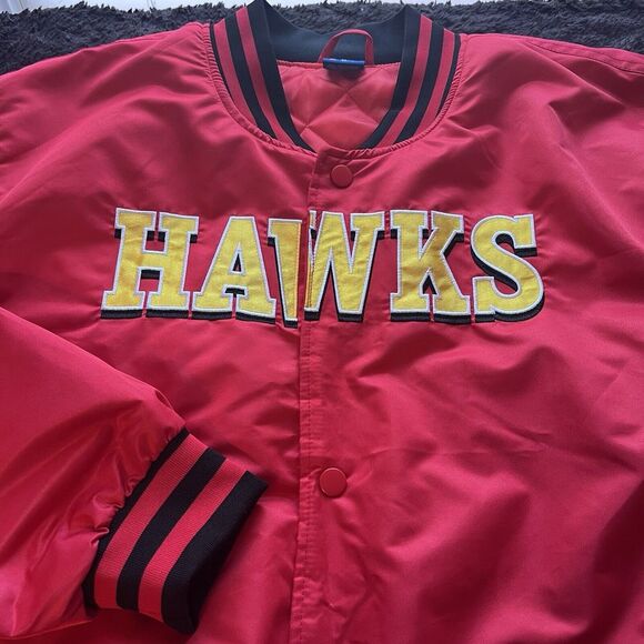 New Atlanta Hawks Satin Varsity Bomber Jacket Ultra Game Mens 2XL Front Back Hit